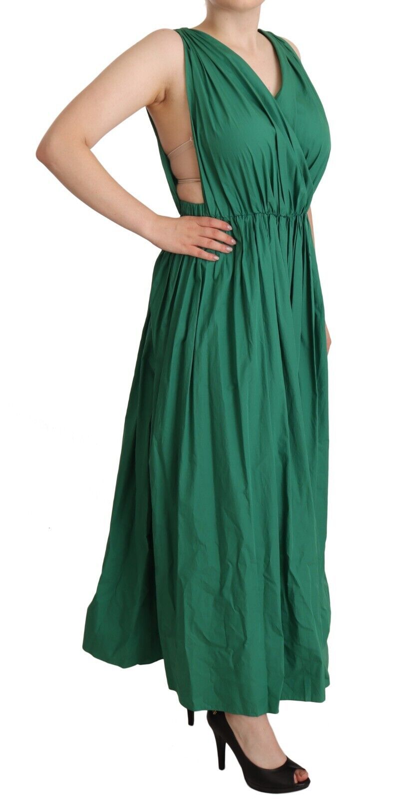 Dolce & Gabbana Green sleeveless V-neck dress in cotton-3