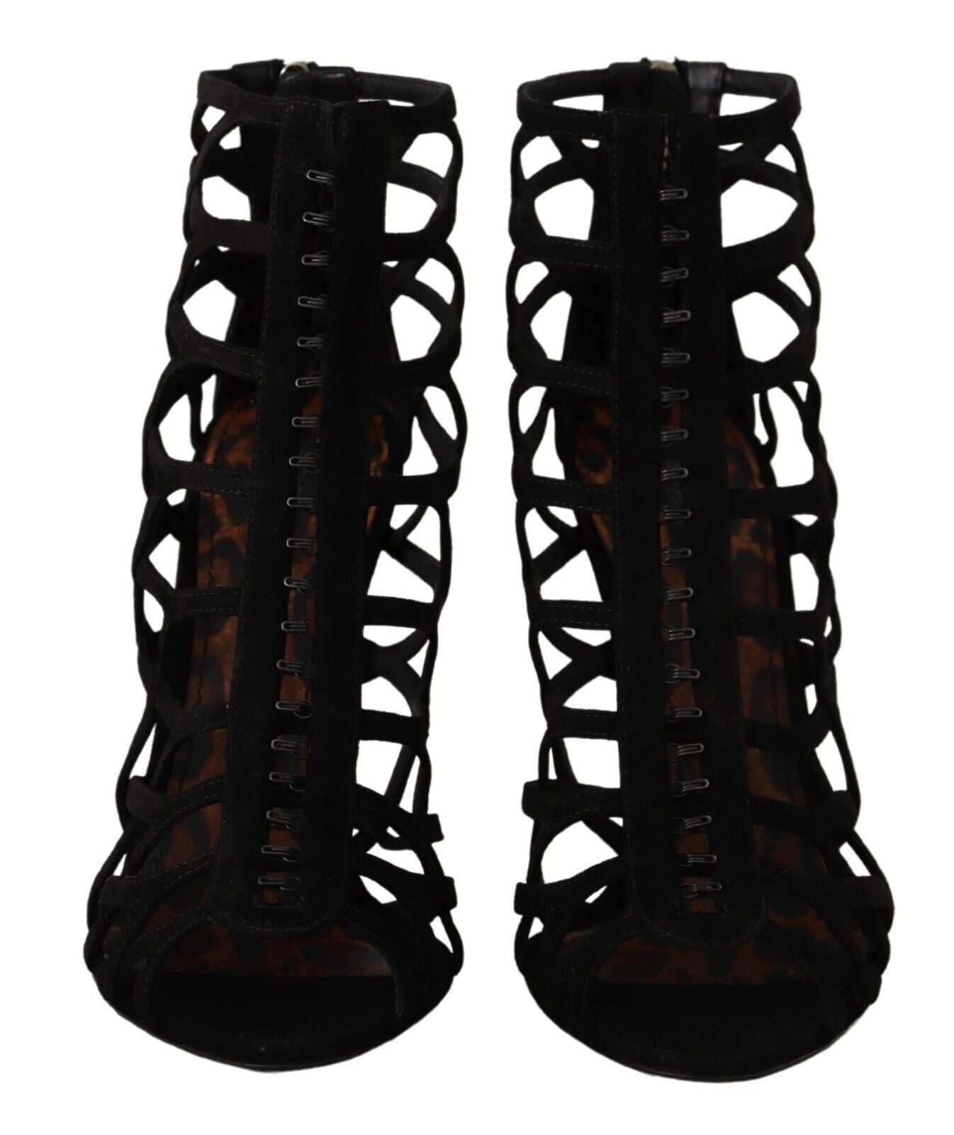Dolce & Gabbana Black Suede Stiletto Heels Bette Sandals Shoes-2