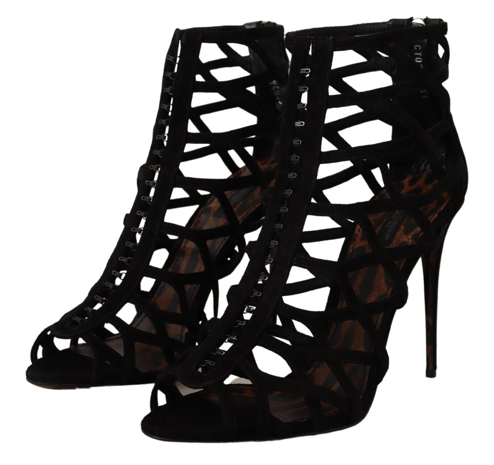 Dolce & Gabbana Black Suede Stiletto Heels Bette Sandals Shoes-3