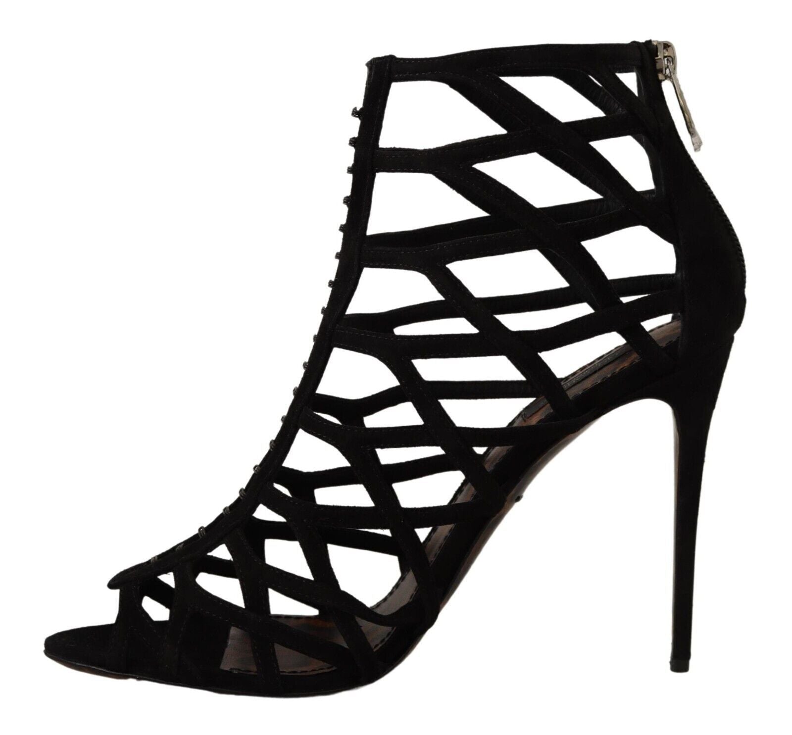 Dolce & Gabbana Black Suede Stiletto Heels Bette Sandals Shoes-5
