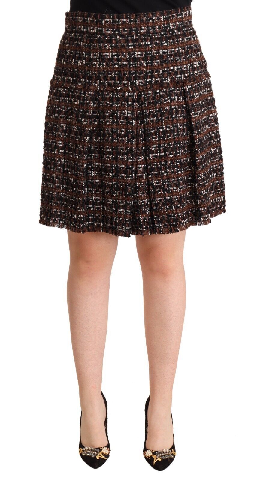 Dolce & Gabbana Brown high-waisted A-line pleated mini skirt