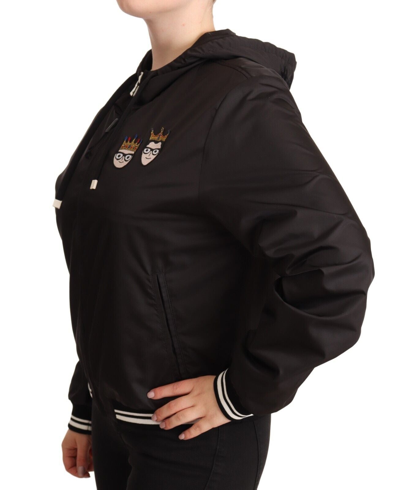 Dolce & Gabbana Black polyester bomber jacket with hood and zipper-2