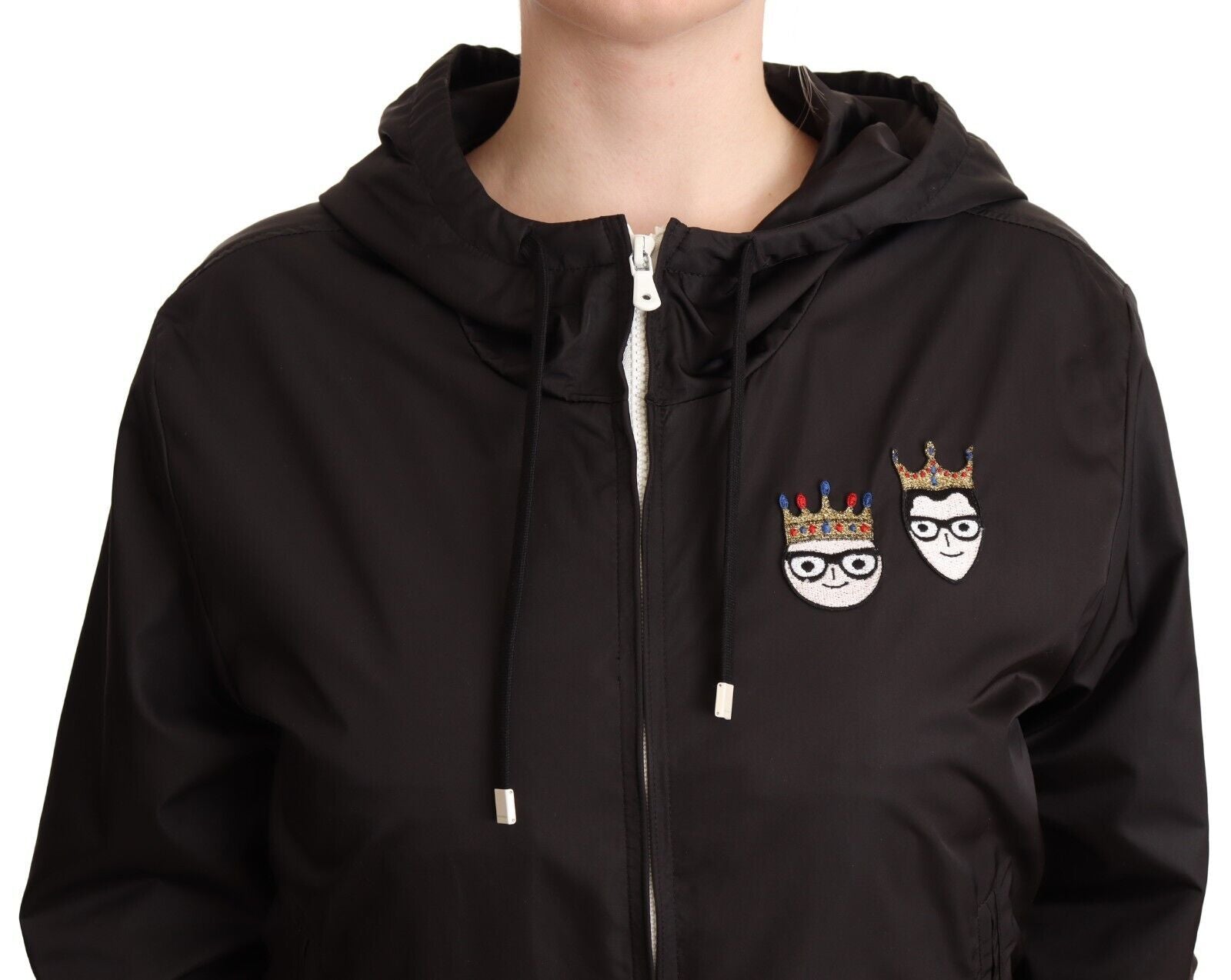 Dolce & Gabbana Black polyester bomber jacket with hood and zipper-5