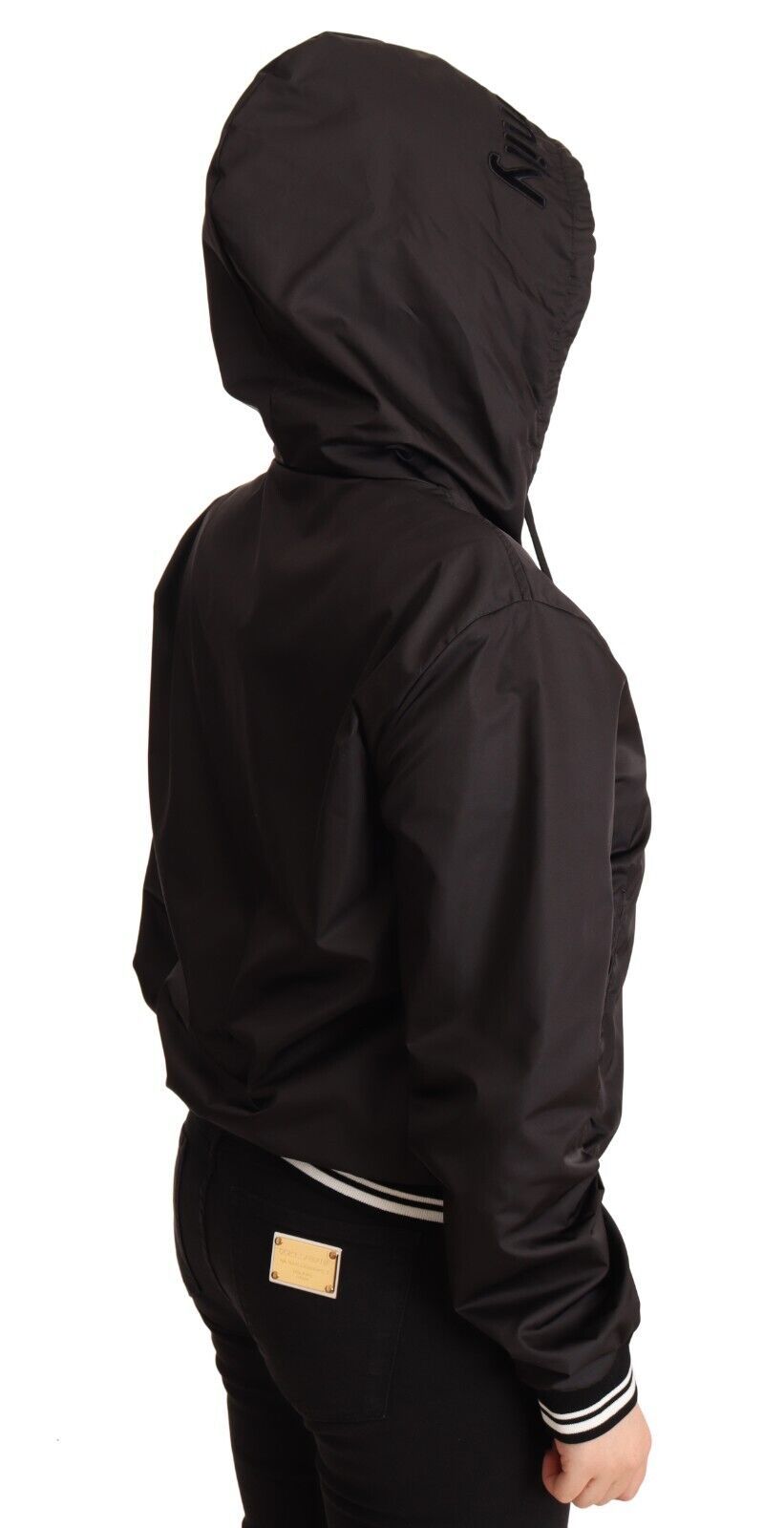 Dolce & Gabbana Black polyester bomber jacket with hood and zipper-6