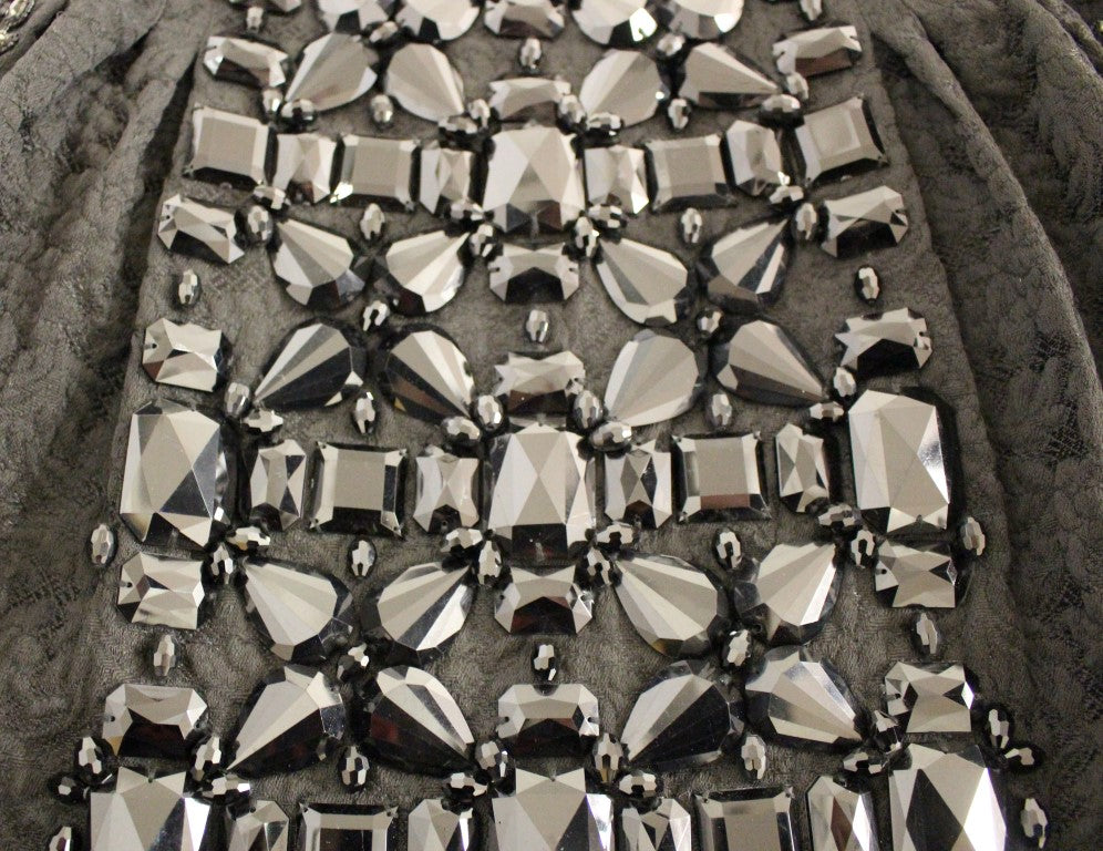 Dolce & Gabbana Black Crystal Handmade Over-the-Knee Skirt-5