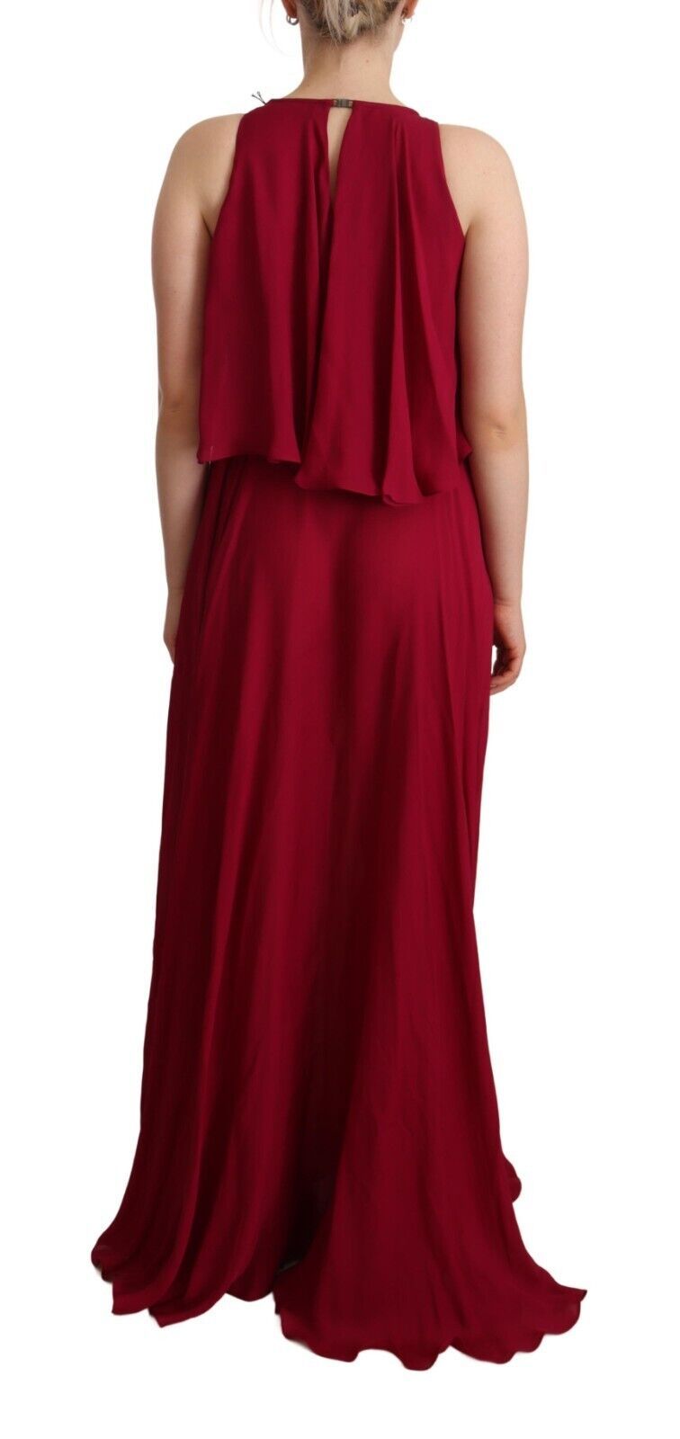 PLEIN SUD Orchid Silk Sleeveless Long Maxi Ruffled Slide Dress-4