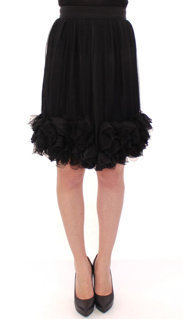 Dolce & Gabbana Black sheer silk skirt above the knees