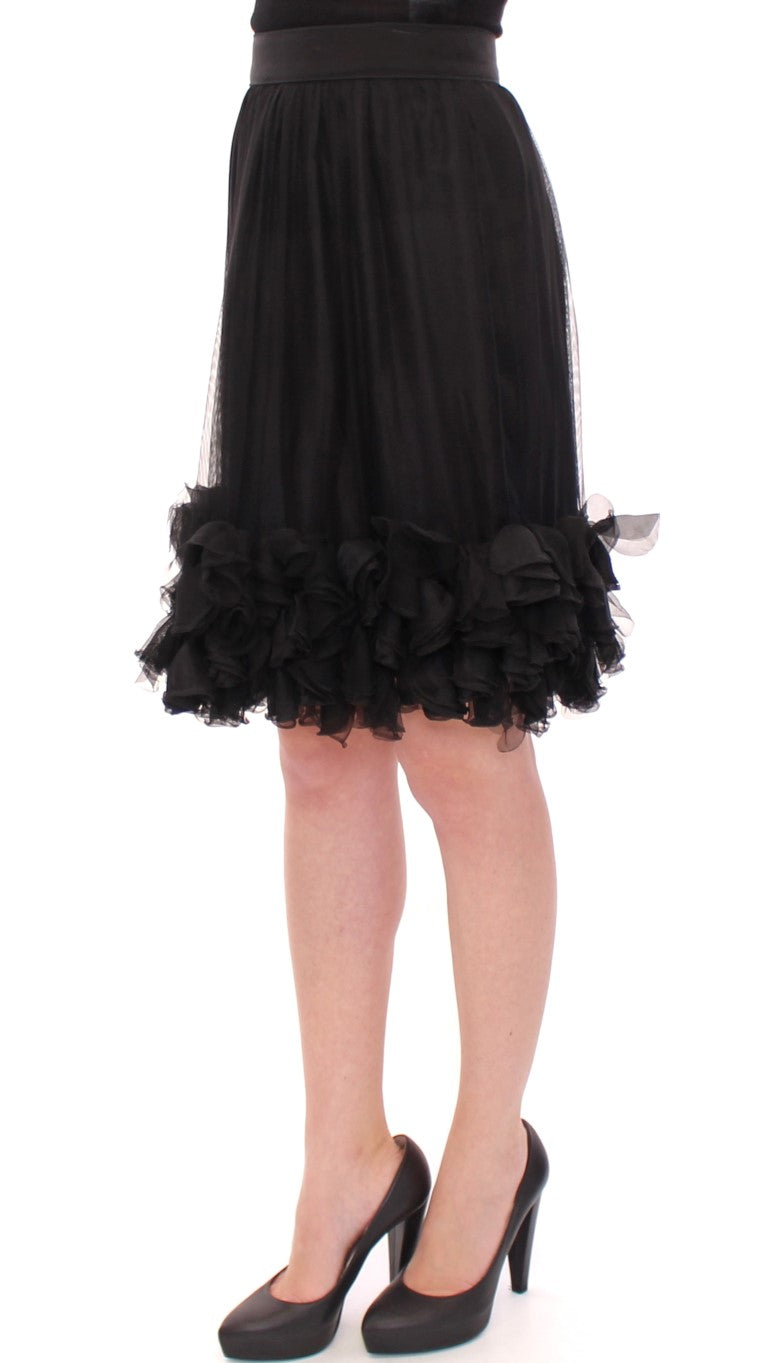 Dolce & Gabbana Black sheer silk skirt above the knees-2