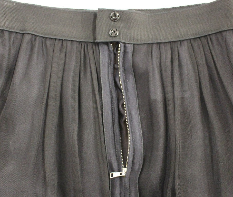 Dolce & Gabbana Black sheer silk skirt above the knees-5