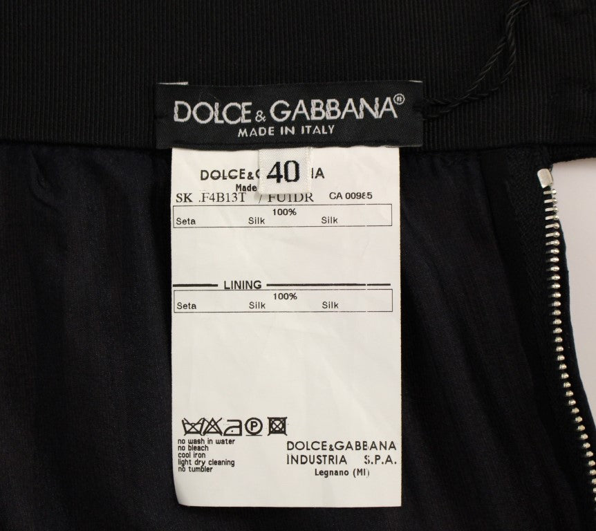 Dolce & Gabbana Black sheer silk skirt above the knees-6