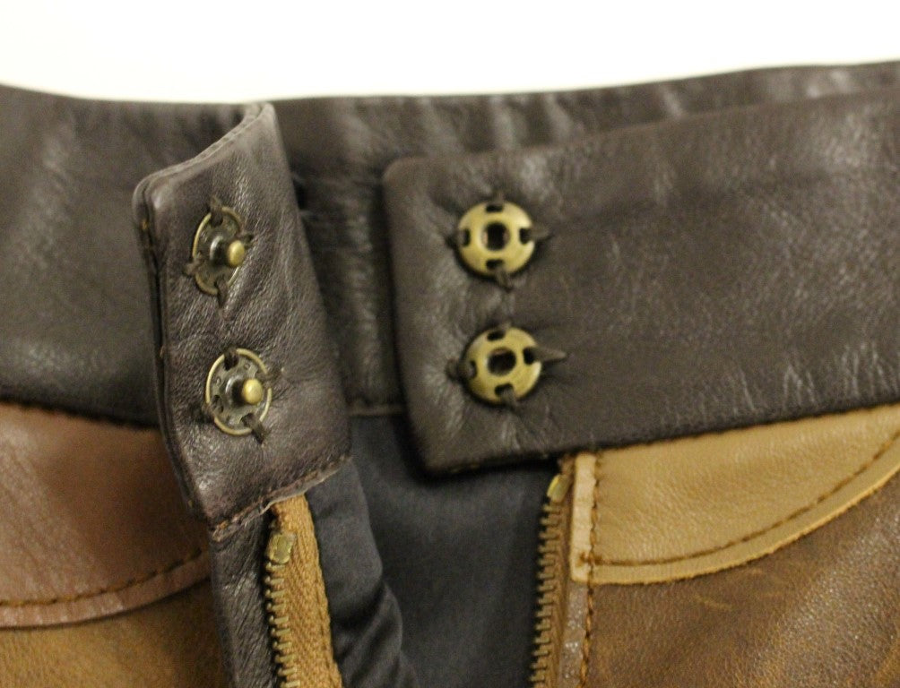 Dolce & Gabbana brown straight skirt in patchwork leather-6