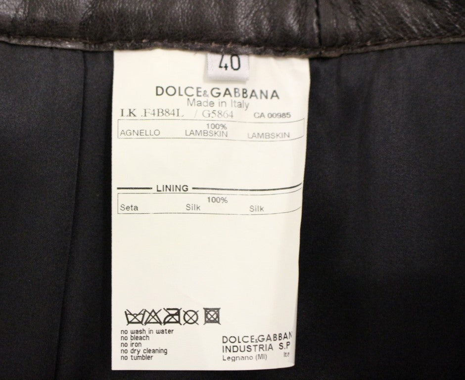 Dolce & Gabbana brown straight skirt in patchwork leather-7