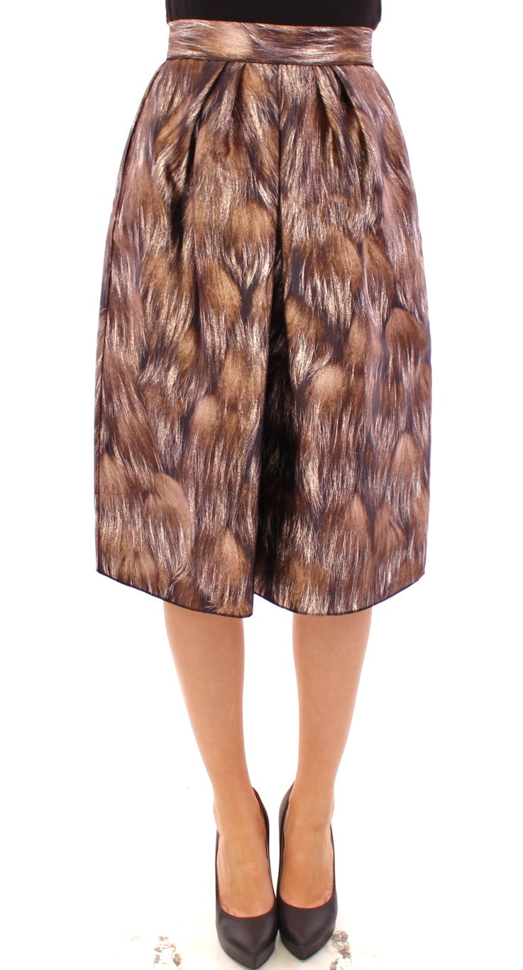 Dolce & Gabbana Brown floral straight silk full skirt