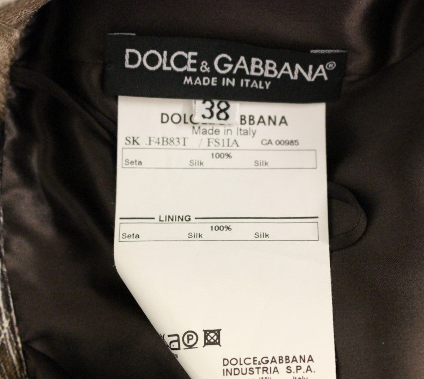 Dolce & Gabbana Brown floral straight silk full skirt-6