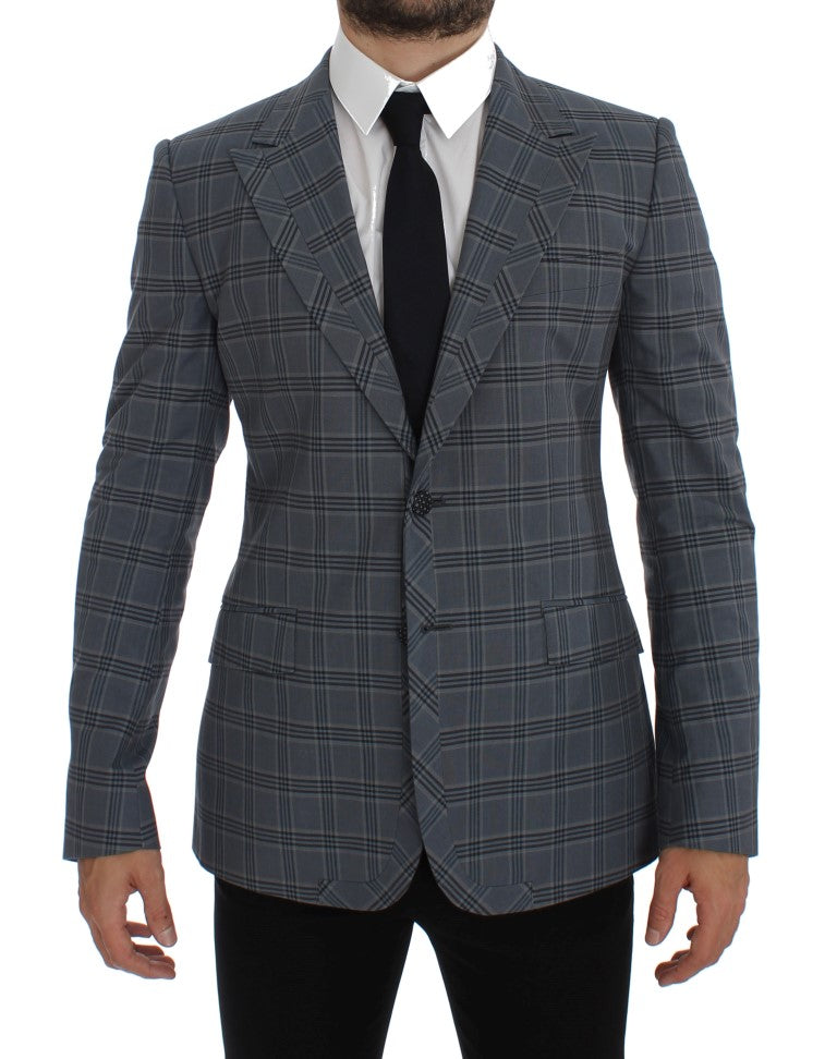 Dolce & Gabbana Blue Check Slim Fit Blazer Jacket