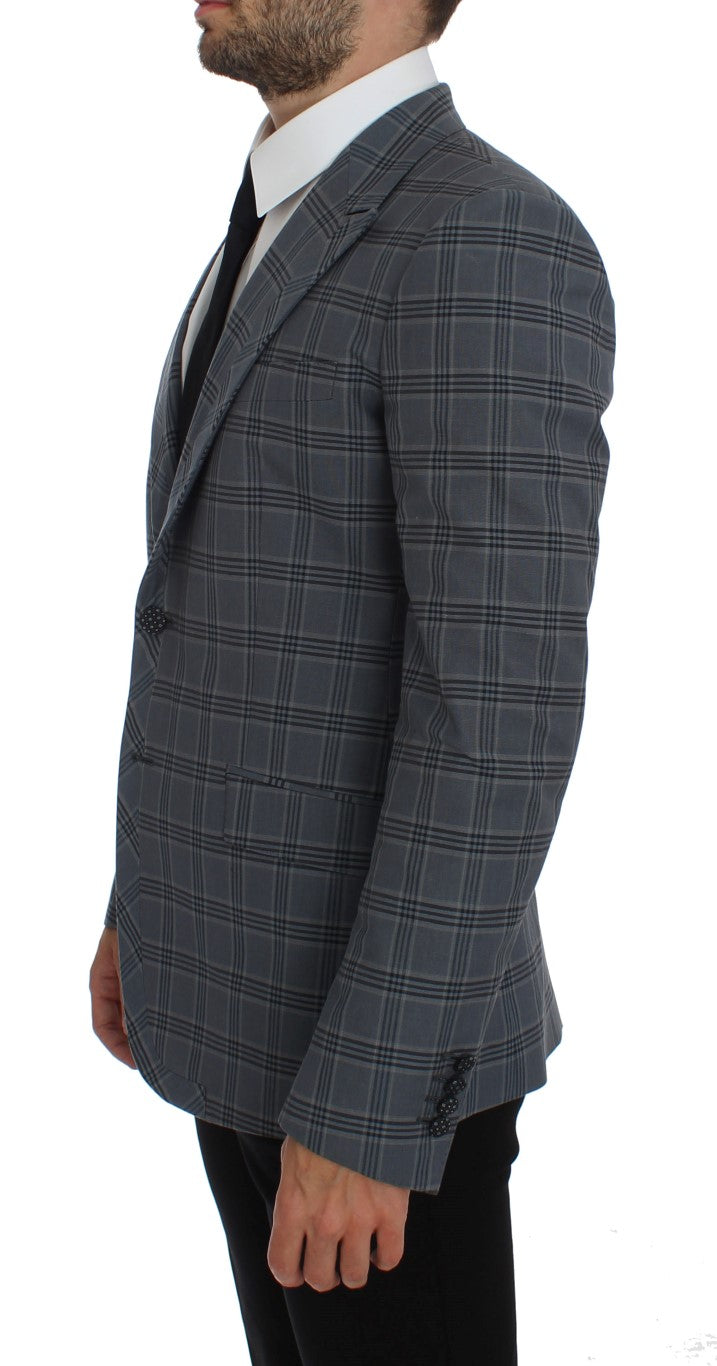 Dolce & Gabbana Blue Check Slim Fit Blazer Jacket-2