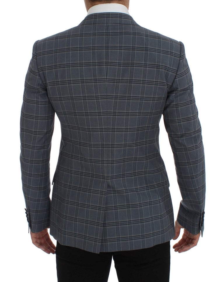 Dolce & Gabbana Blue Check Slim Fit Blazer Jacket-3