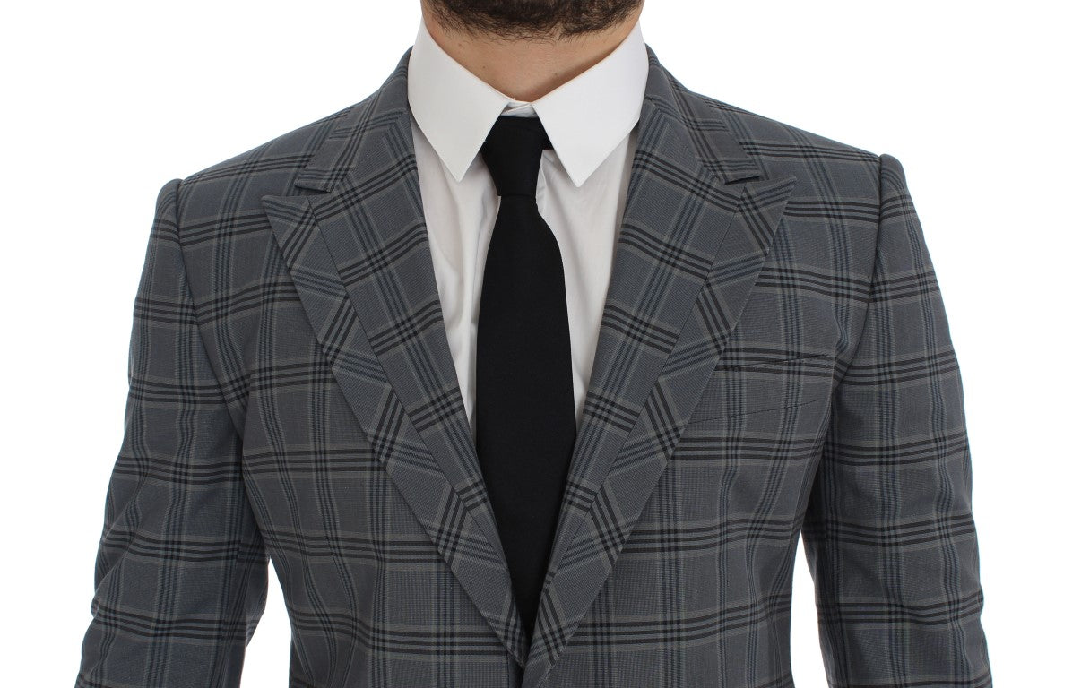 Dolce & Gabbana Blue Check Slim Fit Blazer Jacket-4