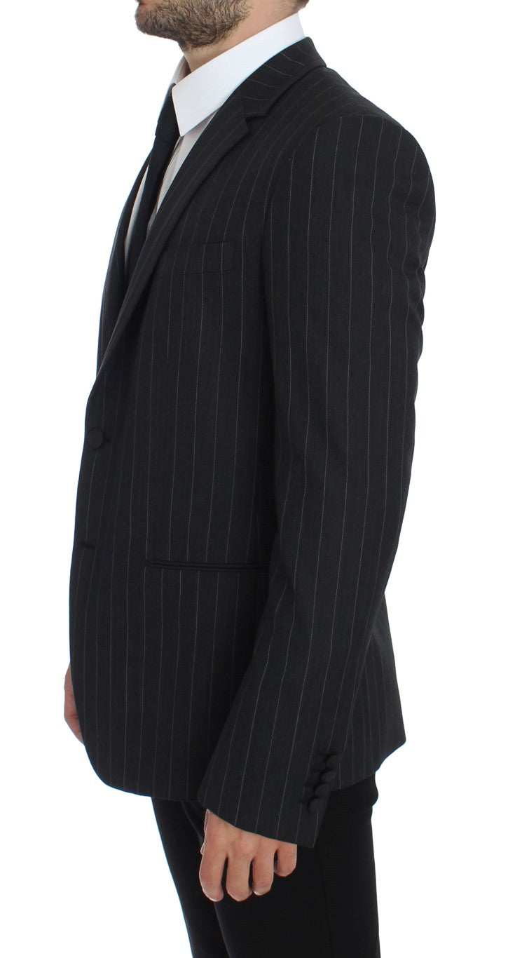 Dolce & Gabbana Grey Striped Slim Fit Wool Blazer-2
