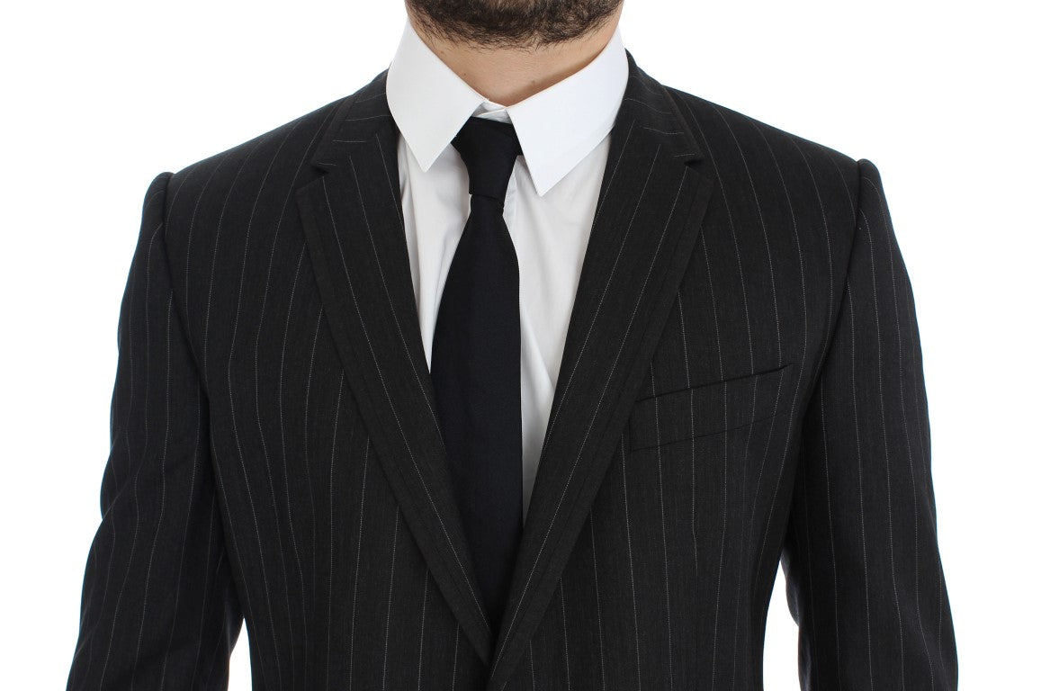 Dolce & Gabbana Grey Striped Slim Fit Wool Blazer-3