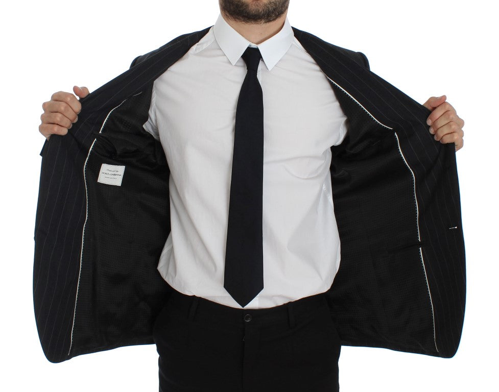 Dolce & Gabbana Grey Striped Slim Fit Wool Blazer-5