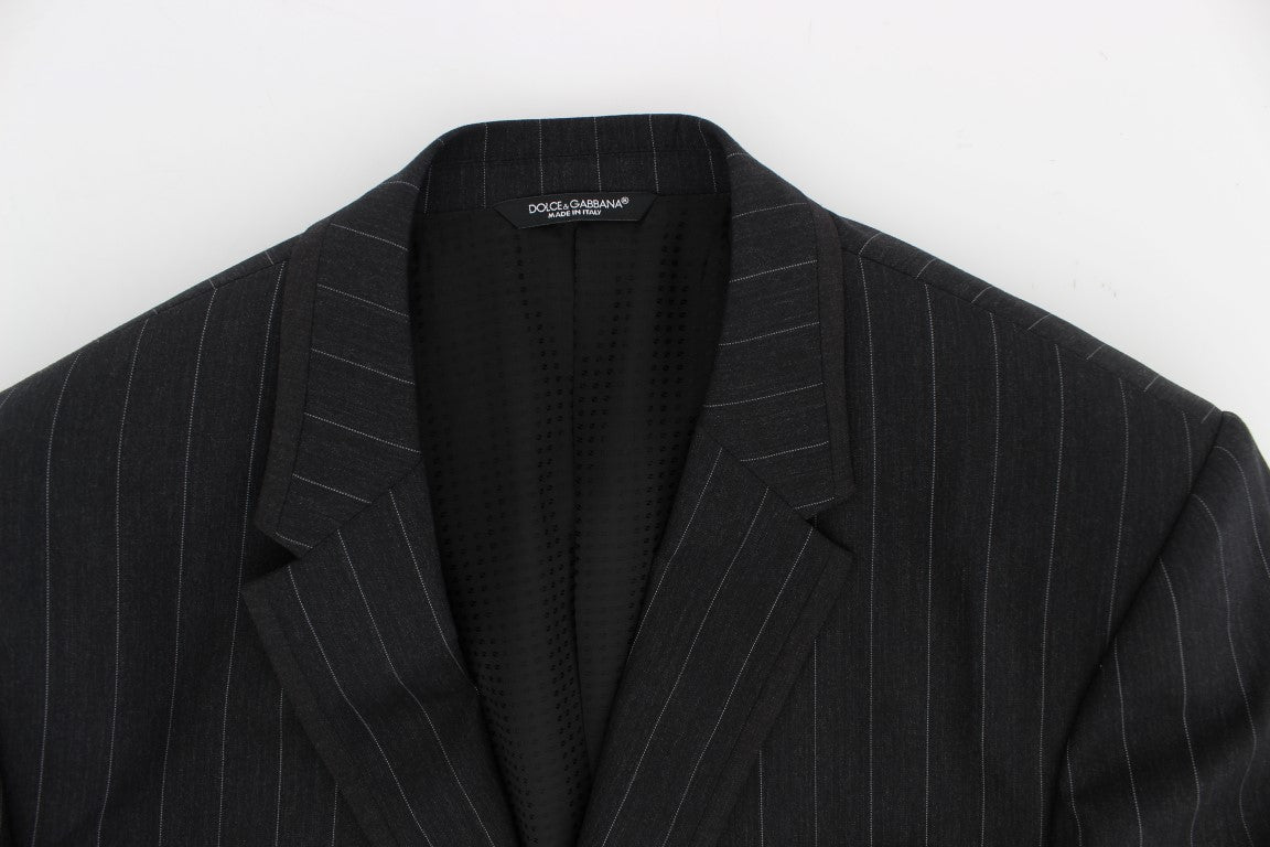 Dolce & Gabbana Grey Striped Slim Fit Wool Blazer-6