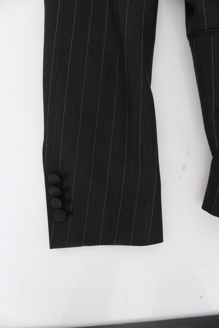Dolce & Gabbana Grey Striped Slim Fit Wool Blazer-7