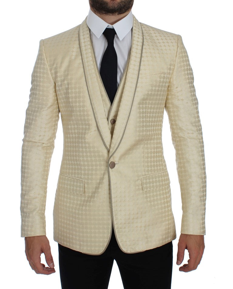 Dolce & Gabbana Beige Polka Dot Silk Blazers (2 pieces)