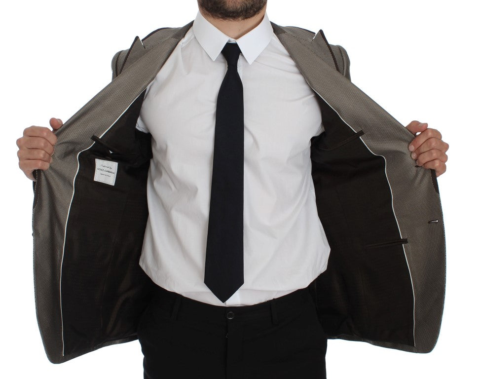 Dolce & Gabbana Brown Slim Fit Silk Blazer with Two Buttons-6