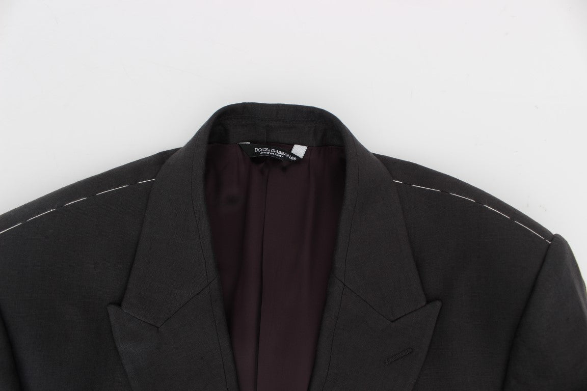 Dolce & Gabbana Grey Slim Fit Linen Blazer-8