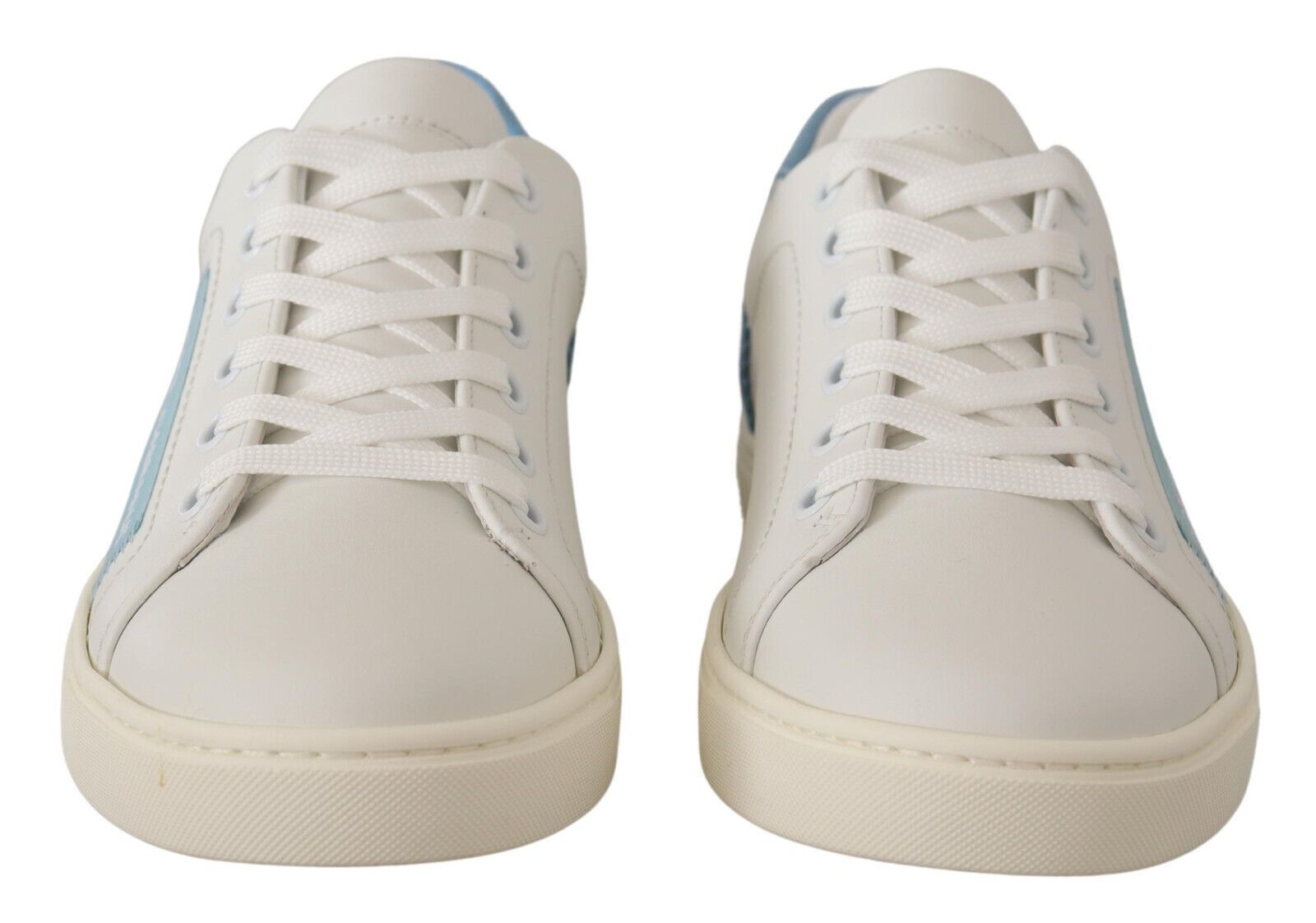 Dolce & Gabbana White Blue Leather Low Top Sneakers Shoes-2