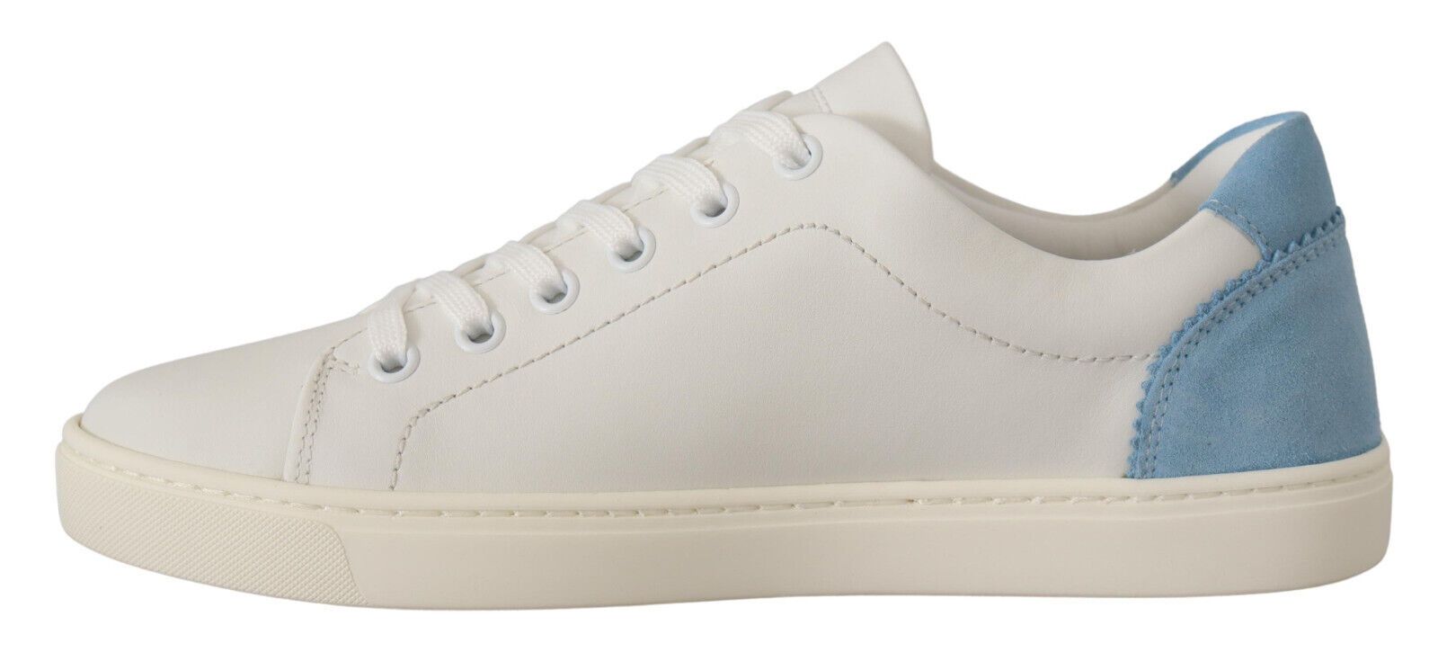 Dolce & Gabbana White Blue Leather Low Top Sneakers Shoes-5