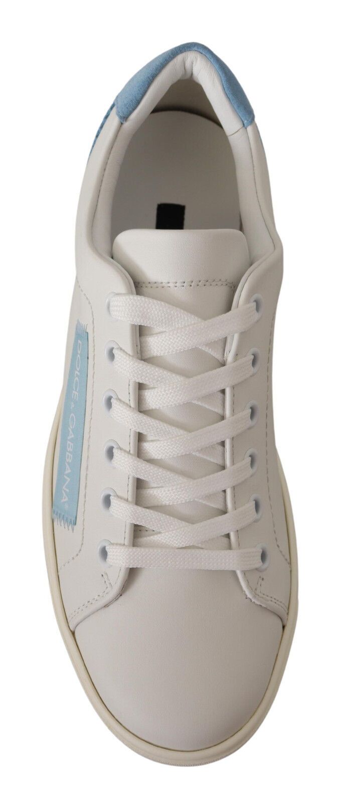 Dolce & Gabbana White Blue Leather Low Top Sneakers Shoes-6