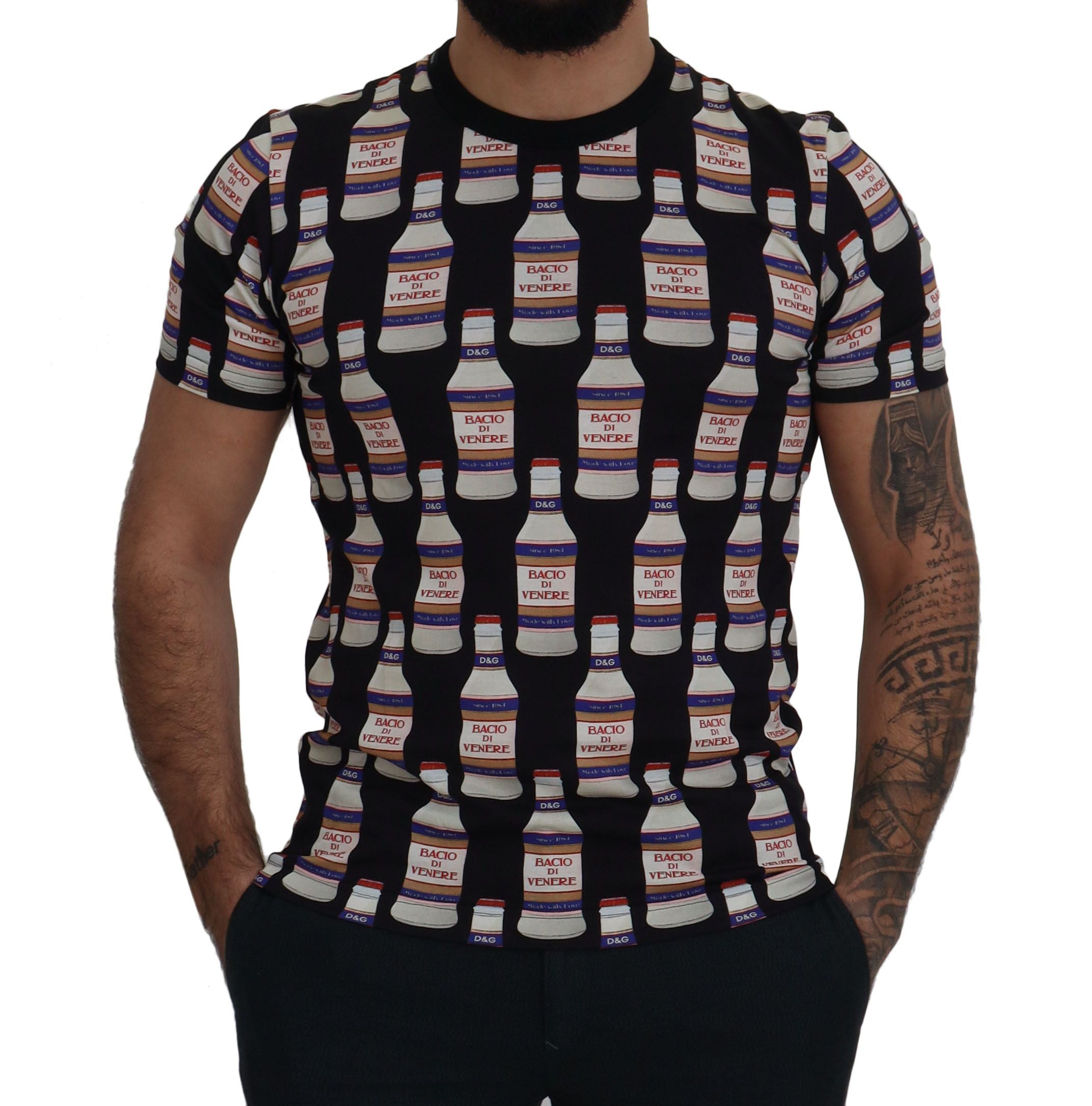 Dolce & Gabbana Schwarzes Bacio Di Venere Baumwoll-Crew-T-Shirt-3
