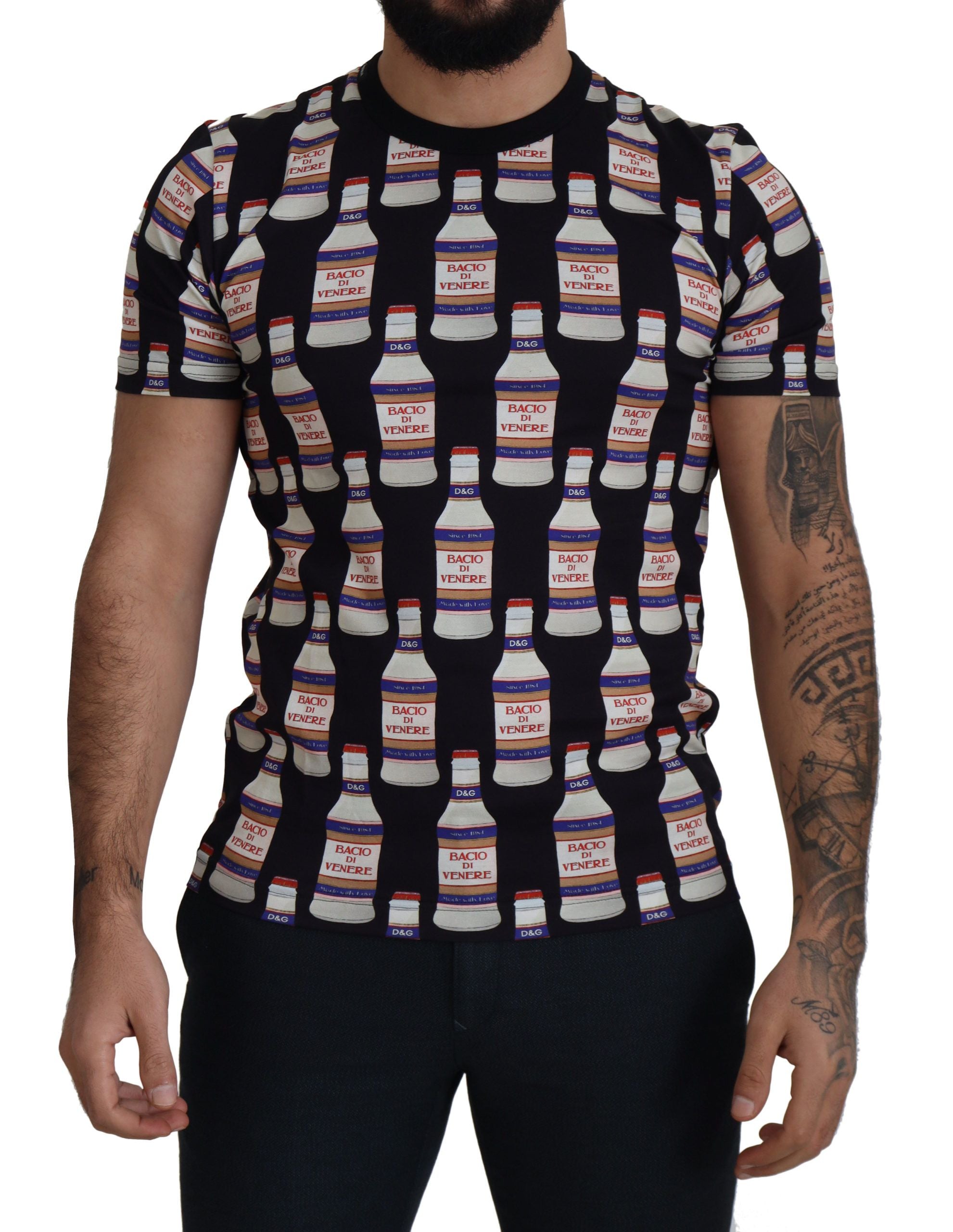 Dolce & Gabbana Schwarzes Bacio Di Venere Baumwoll-Crew-T-Shirt-1