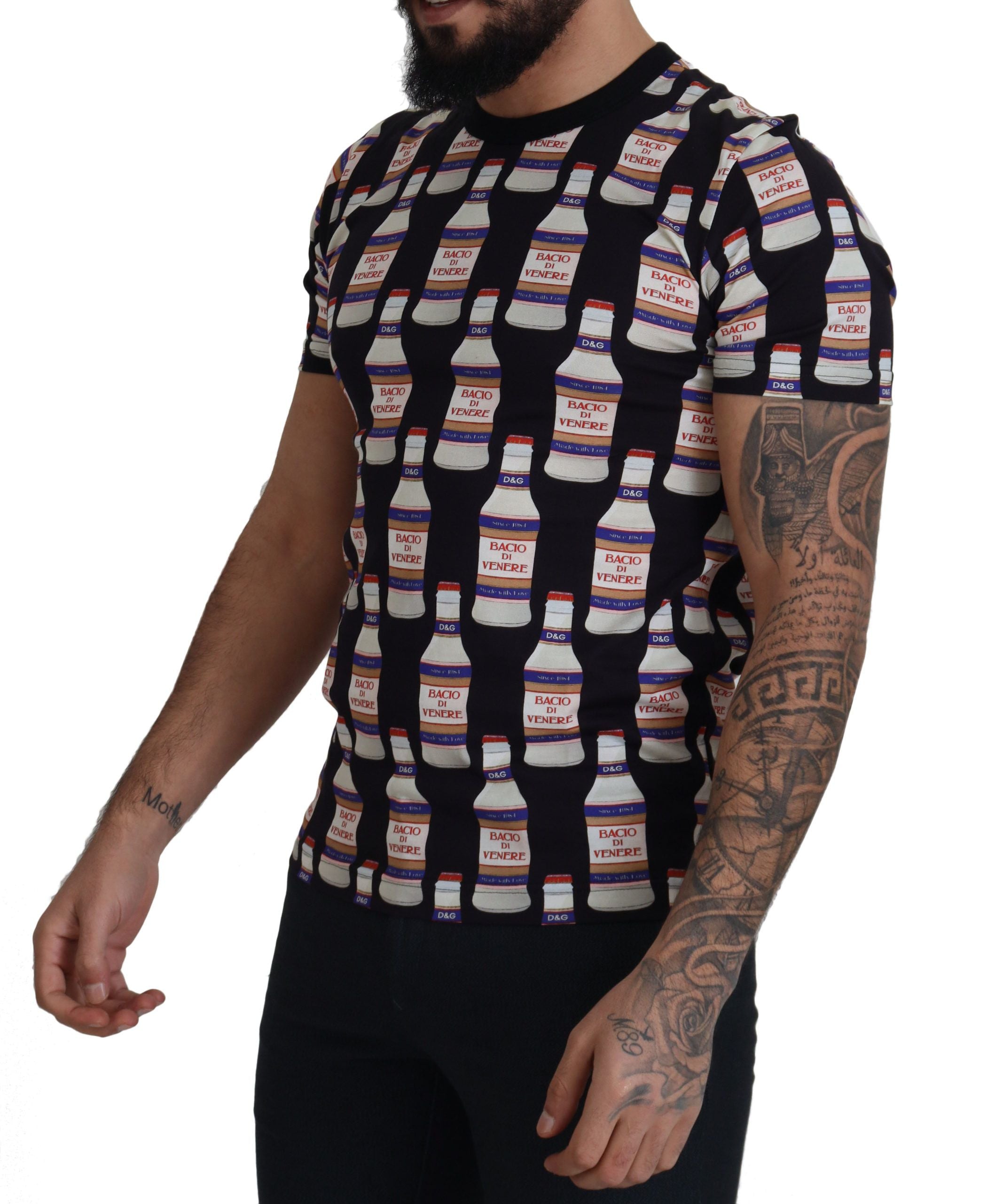 Dolce & Gabbana Schwarzes Bacio Di Venere Baumwoll-Crew-T-Shirt-5