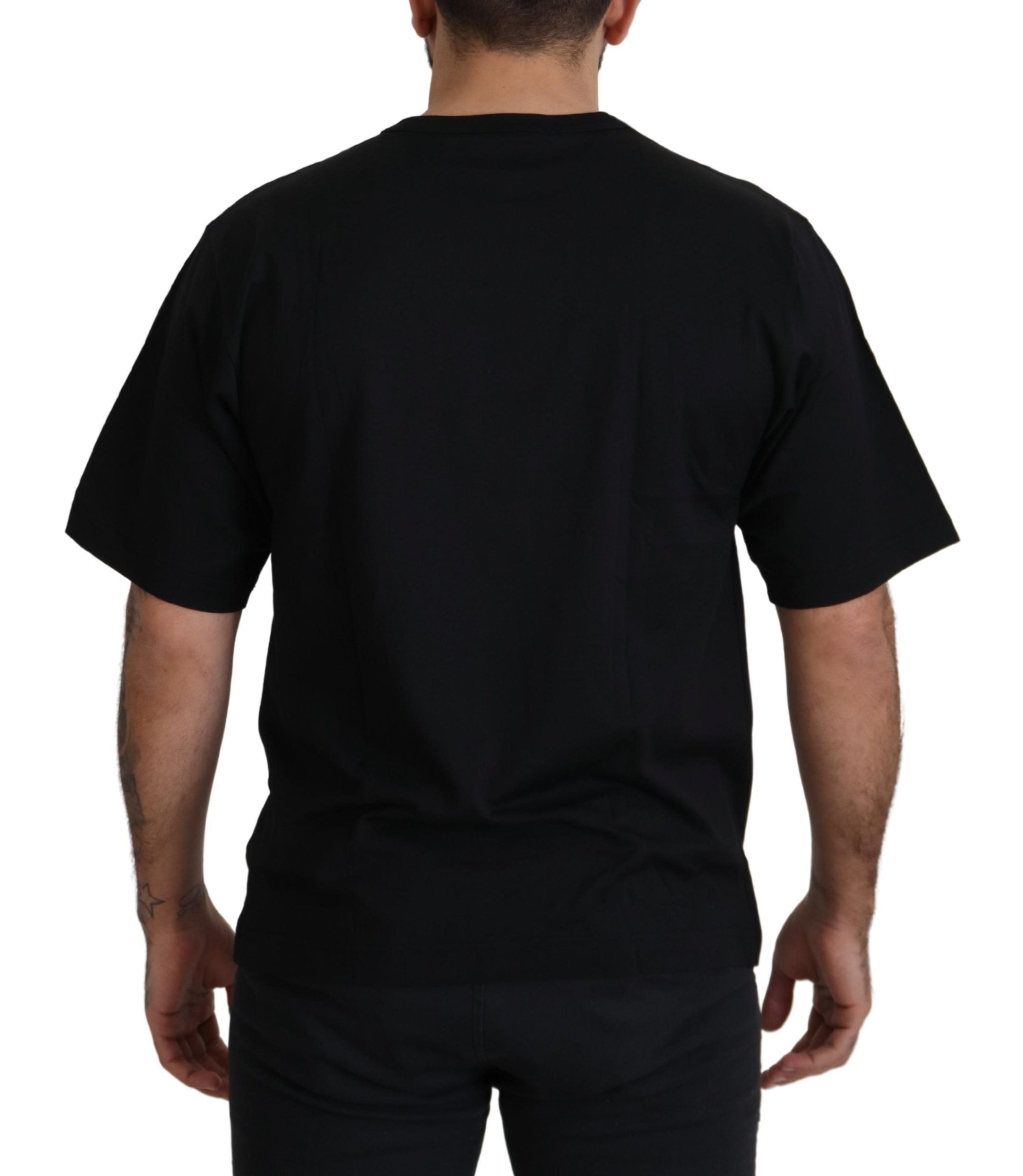 Camiseta de cuello redondo de algodón con corona de estrellas en negro y dorado de Dolce & Gabbana DG-5