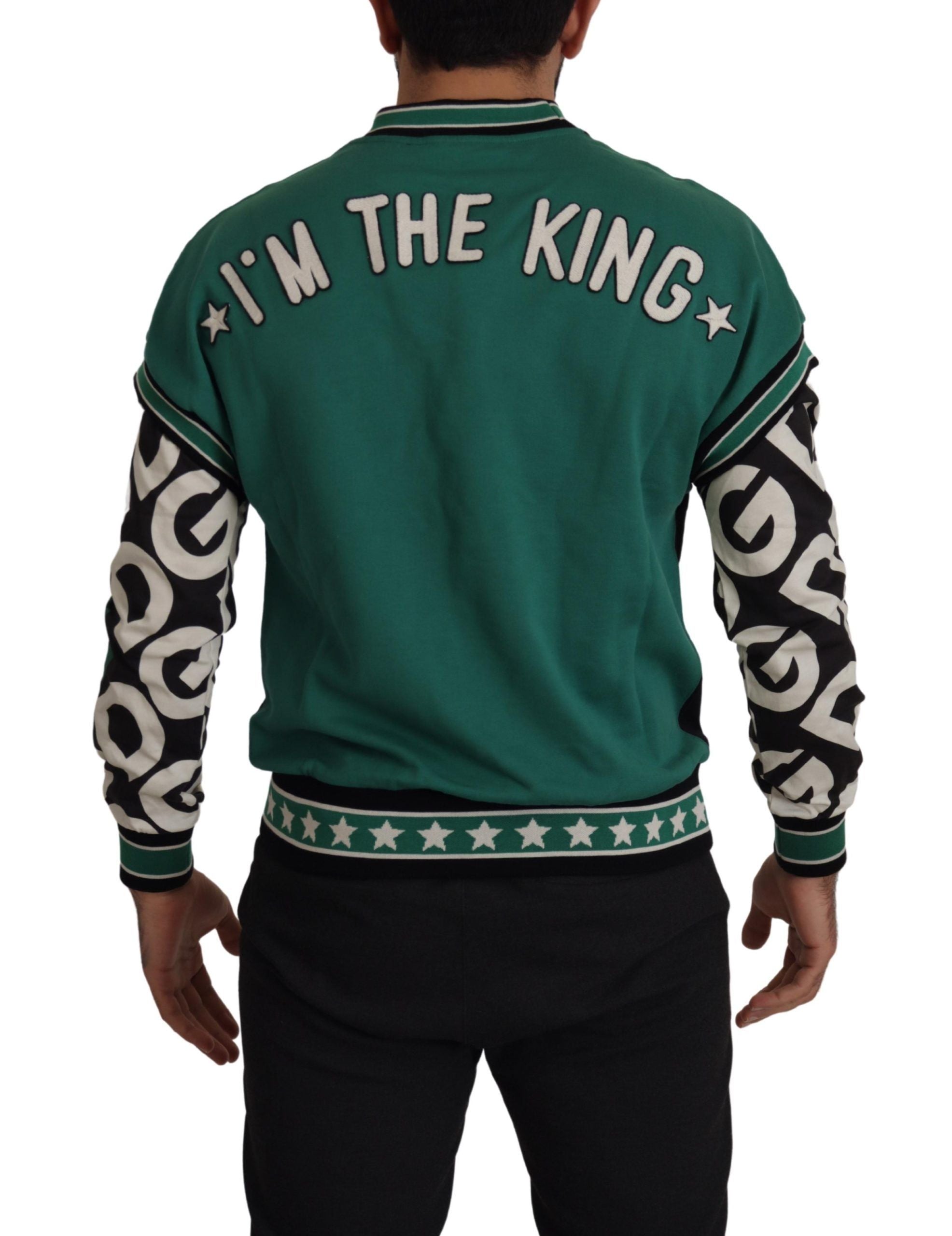Dolce & Gabbana Black and Green Cotton KING Star Crew Neck Sweater-3