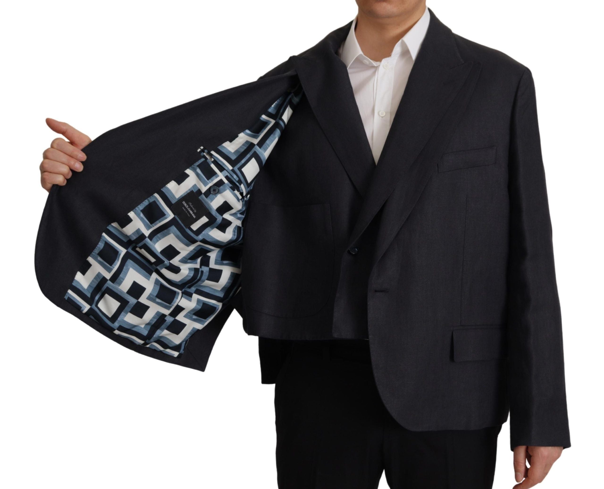Chaqueta blazer de lino azul Dolce & Gabbana para hombre-3