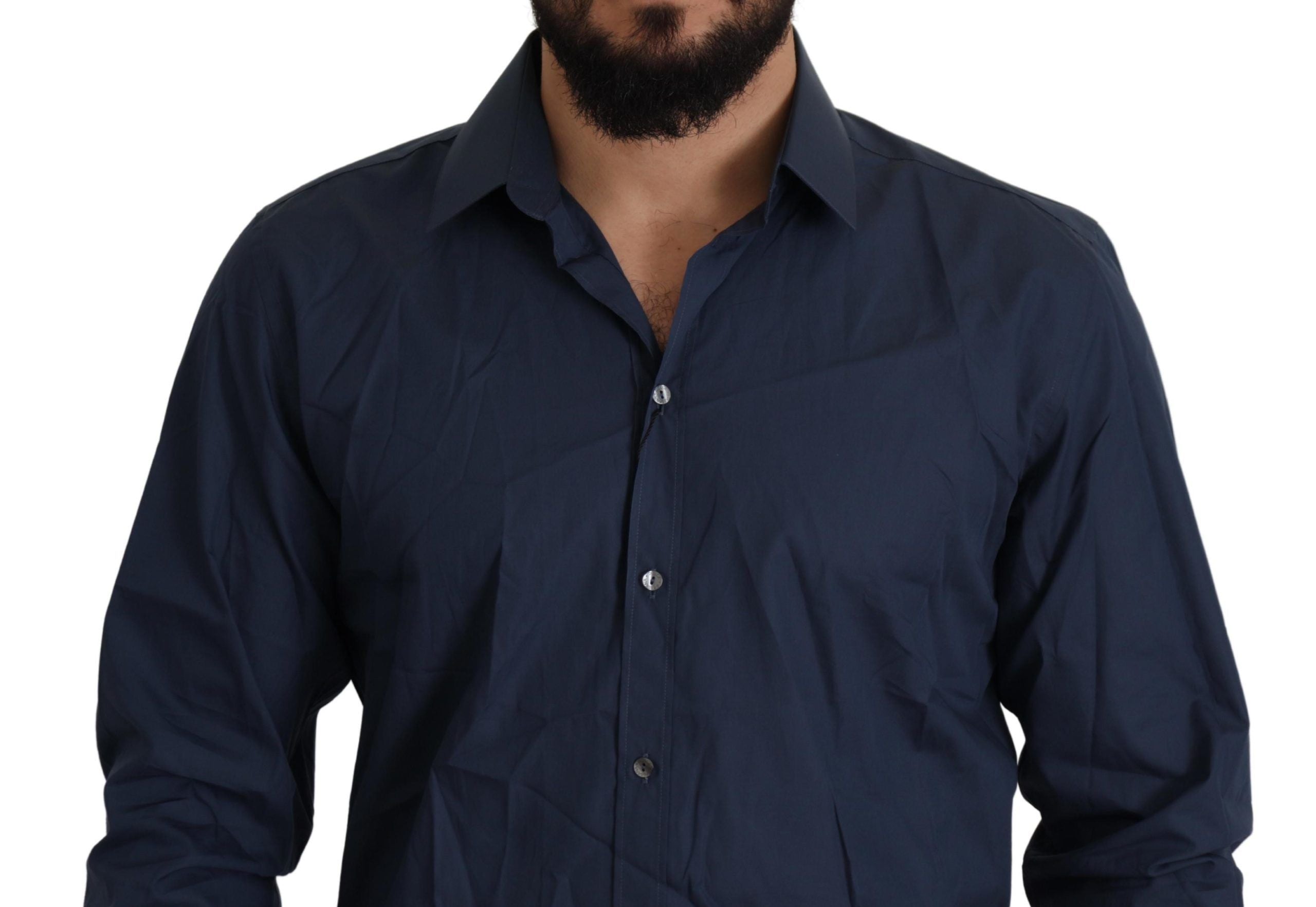 Dolce & Gabbana Blaues Baumwollhemd MARTINI Slim Fit Dress Shirt-2