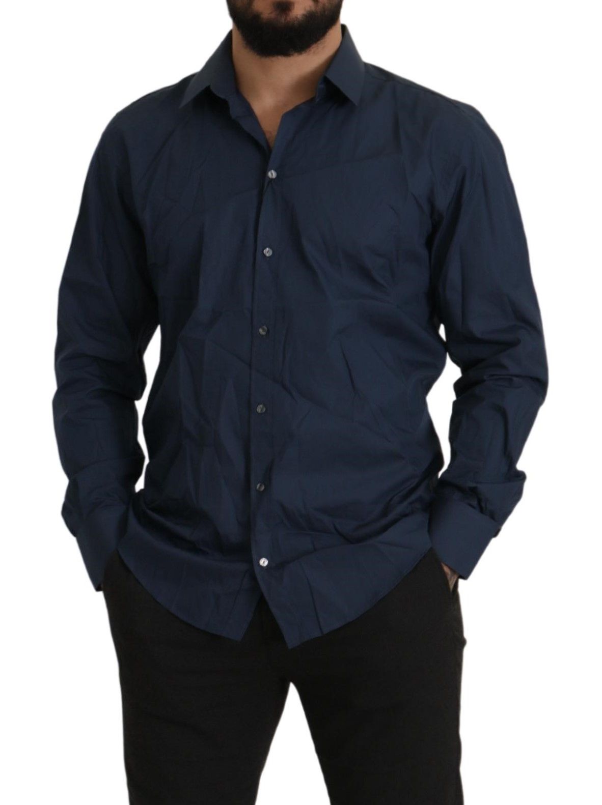Dolce & Gabbana Blaues Baumwollhemd MARTINI Slim Fit Dress Shirt-3
