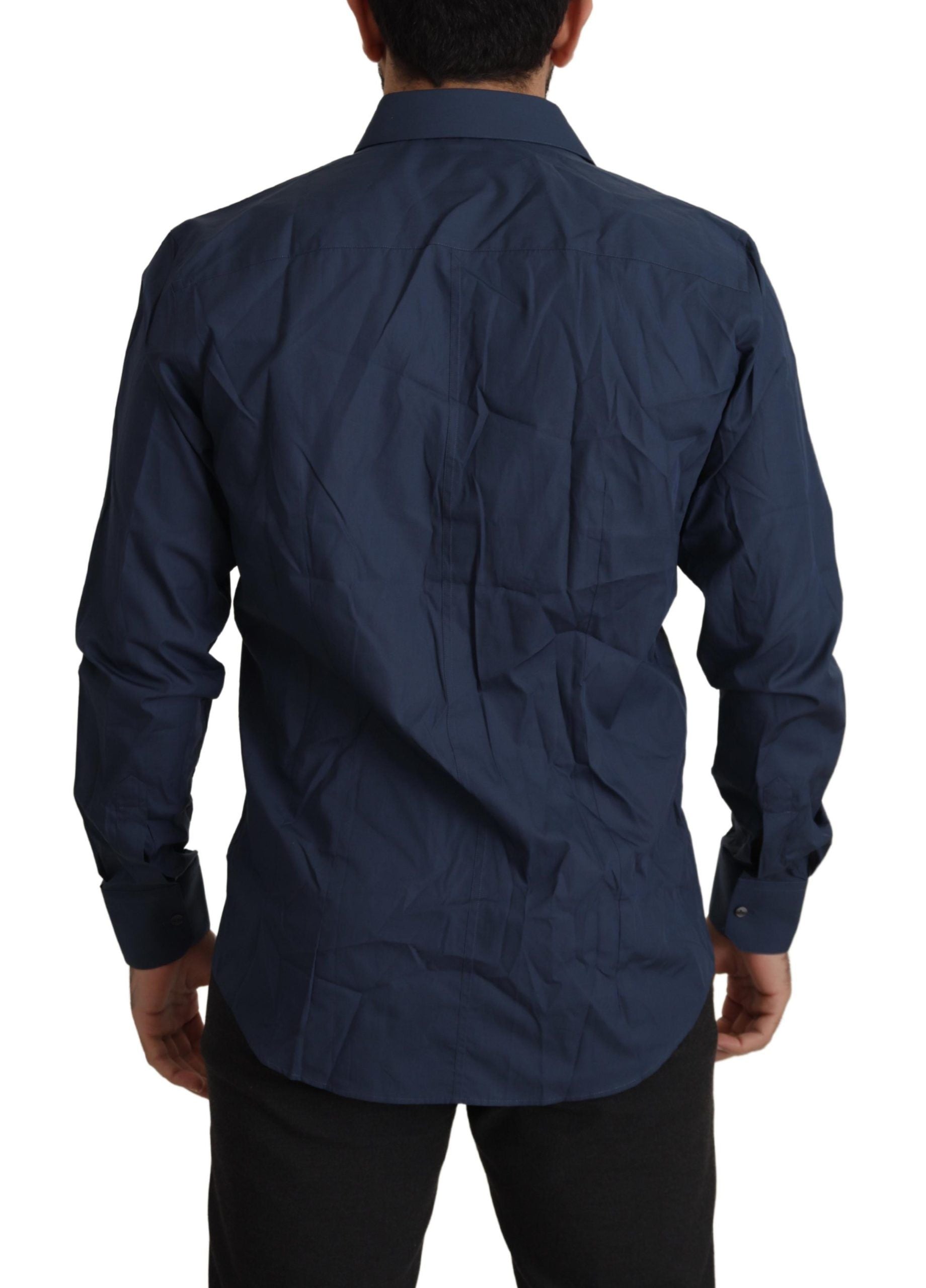 Dolce & Gabbana Blaues Baumwollhemd MARTINI Slim Fit Dress Shirt-5