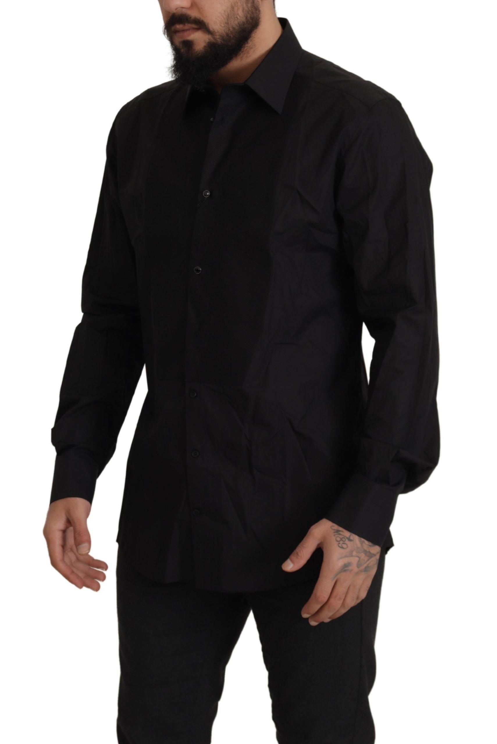 Dolce & Gabbana Black GOLD Slim Fit Tuxedo Shirt-2