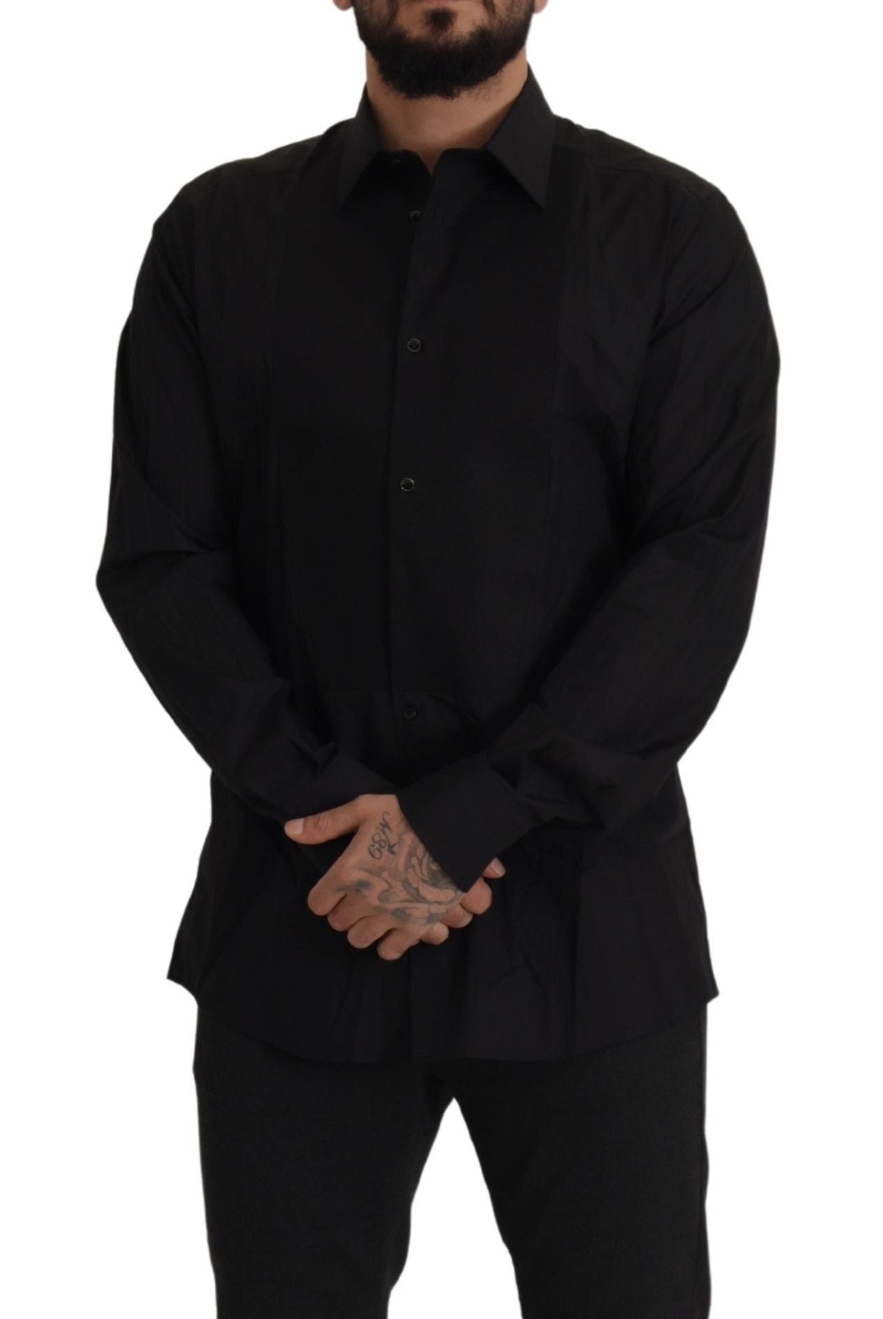 Dolce & Gabbana Black GOLD Slim Fit Tuxedo Shirt-5