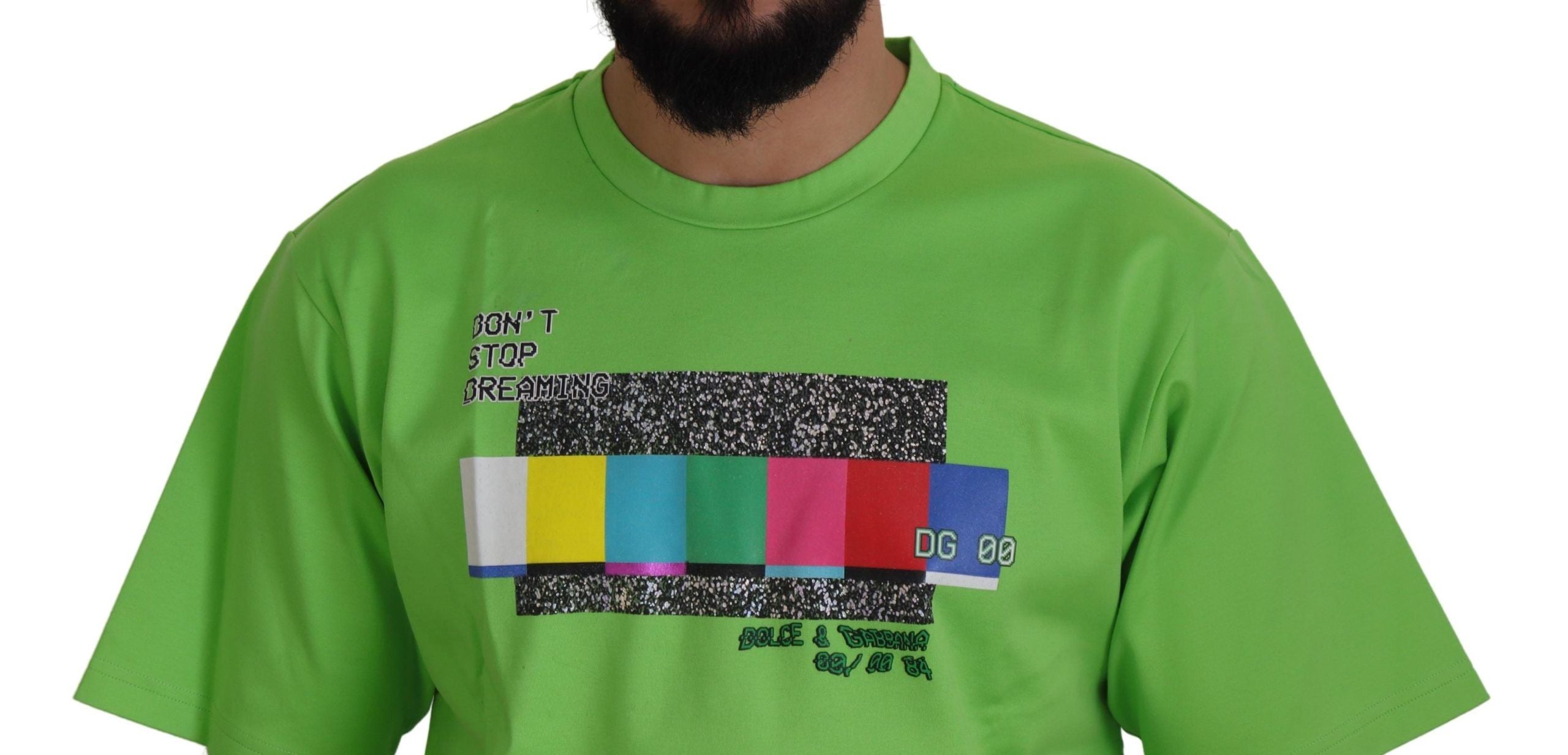 Dolce & Gabbana Grünes Baumwoll-T-Shirt DG CHANNEL Top-2