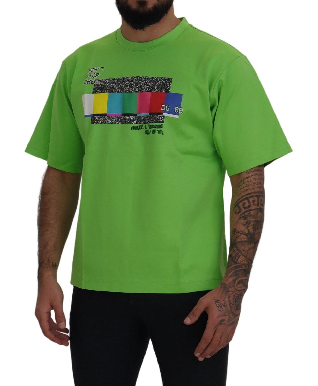 Dolce & Gabbana Grünes Baumwoll-T-Shirt DG CHANNEL Top-3