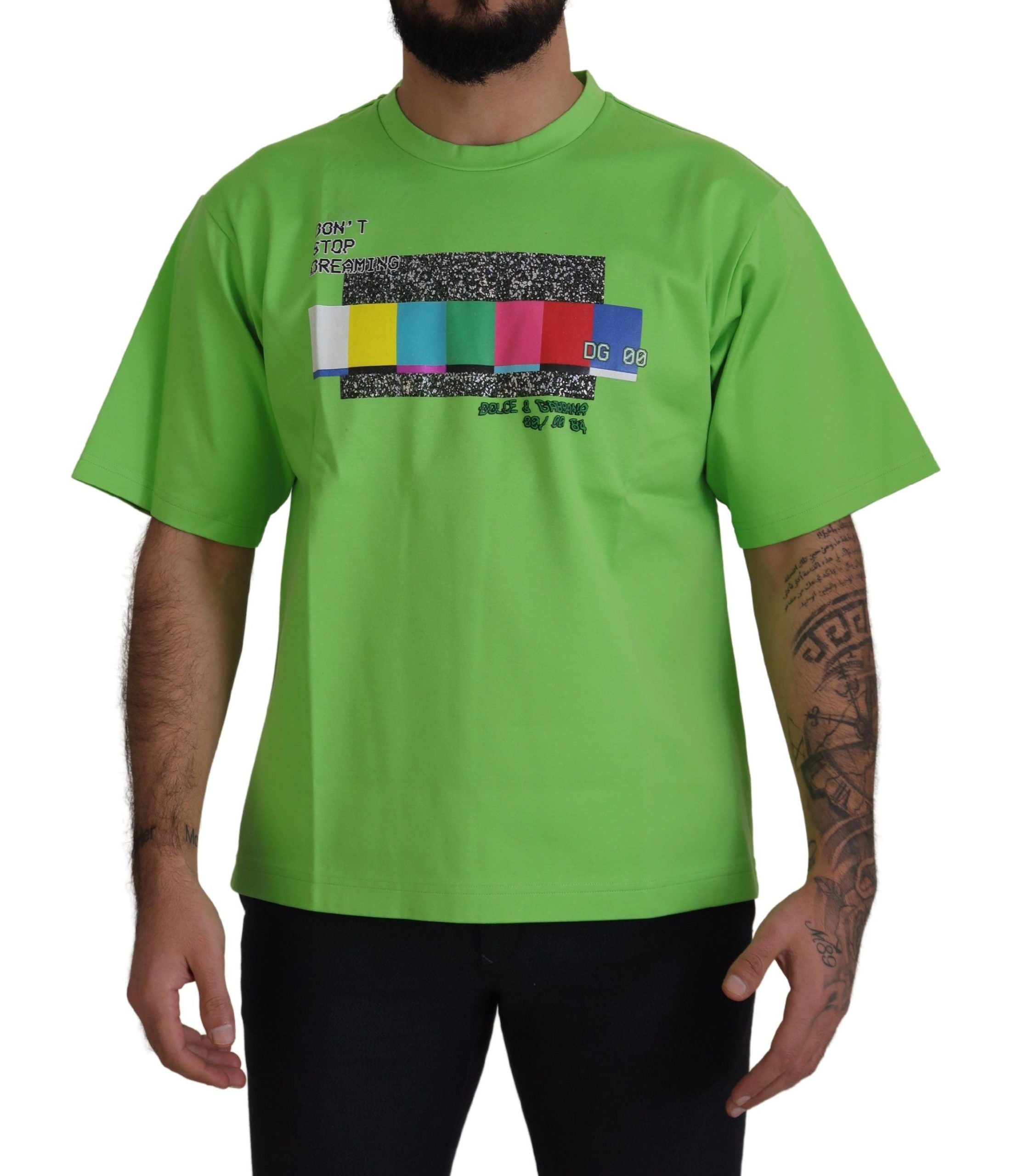 Dolce & Gabbana Grünes Baumwoll-T-Shirt DG CHANNEL Top-1