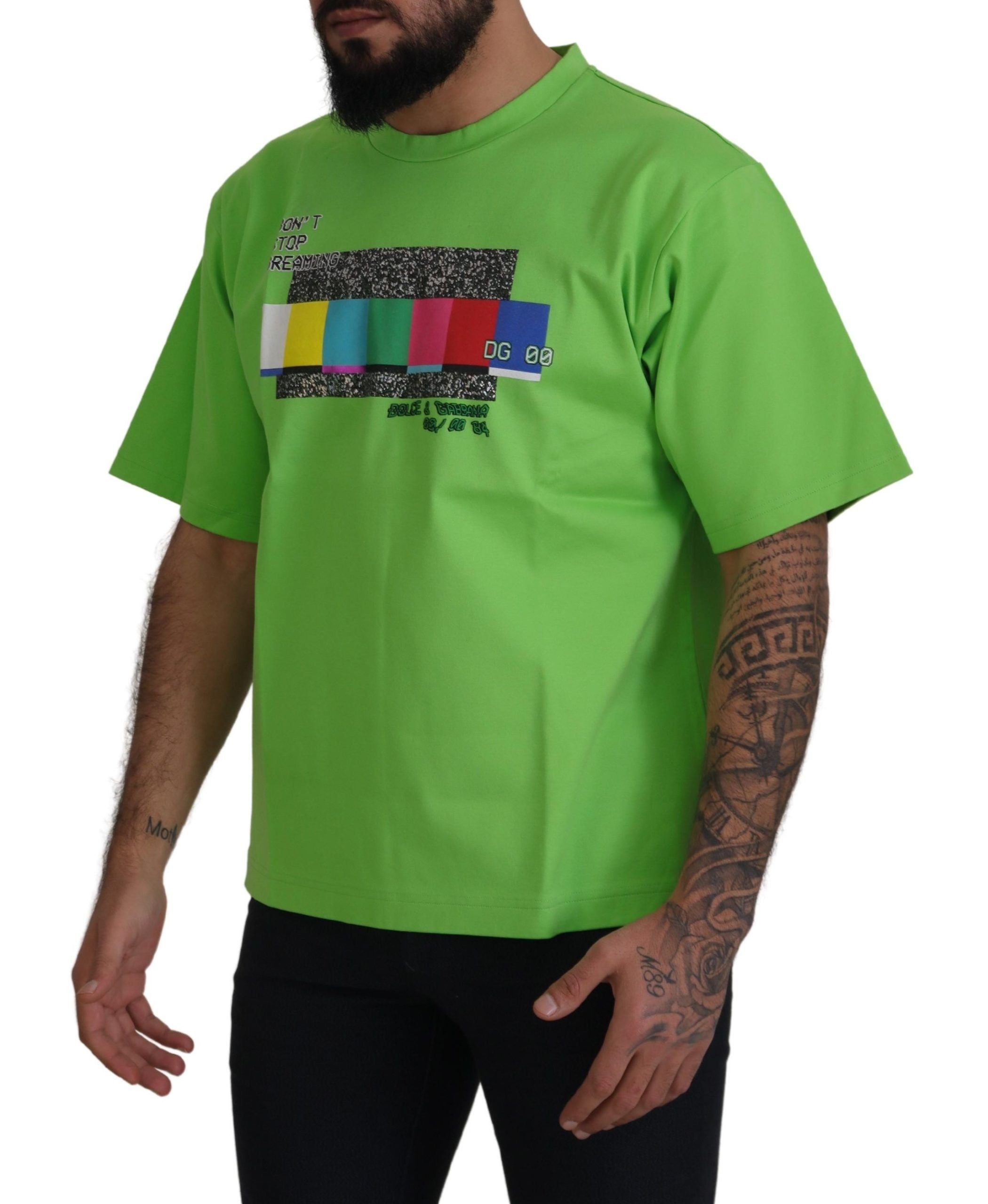 Dolce & Gabbana Grünes Baumwoll-T-Shirt DG CHANNEL Top-4