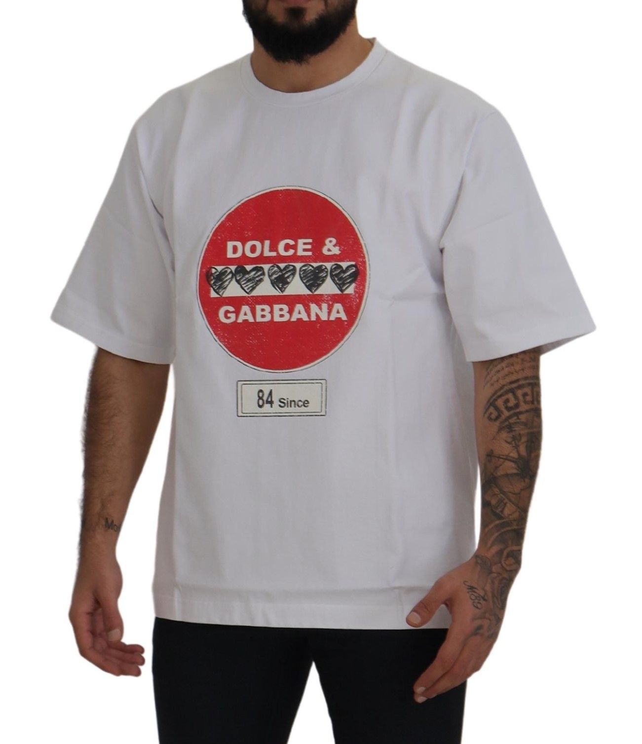 Dolce & Gabbana White Cupid Heart Cotton T-Shirt with Round Neck-5