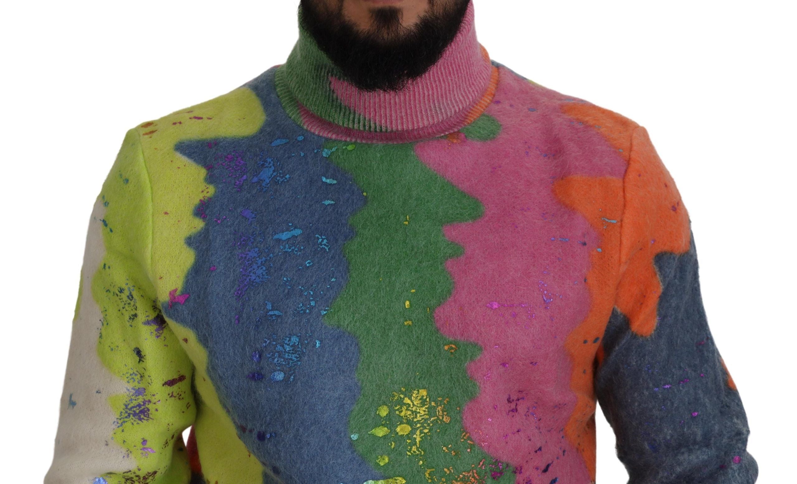 Dolce & Gabbana Multicolor Rollkragenpullover Mohair Pullover-3